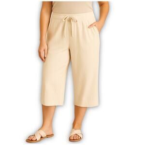 C&C California Stretch Cotton Knit Capri Pants Wide Leg Drawstring XL